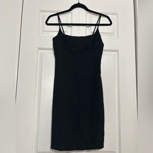 Vintage 90s Mirrors Brand Minimalist Black Spaghetti-Strap Mini Dress - Small